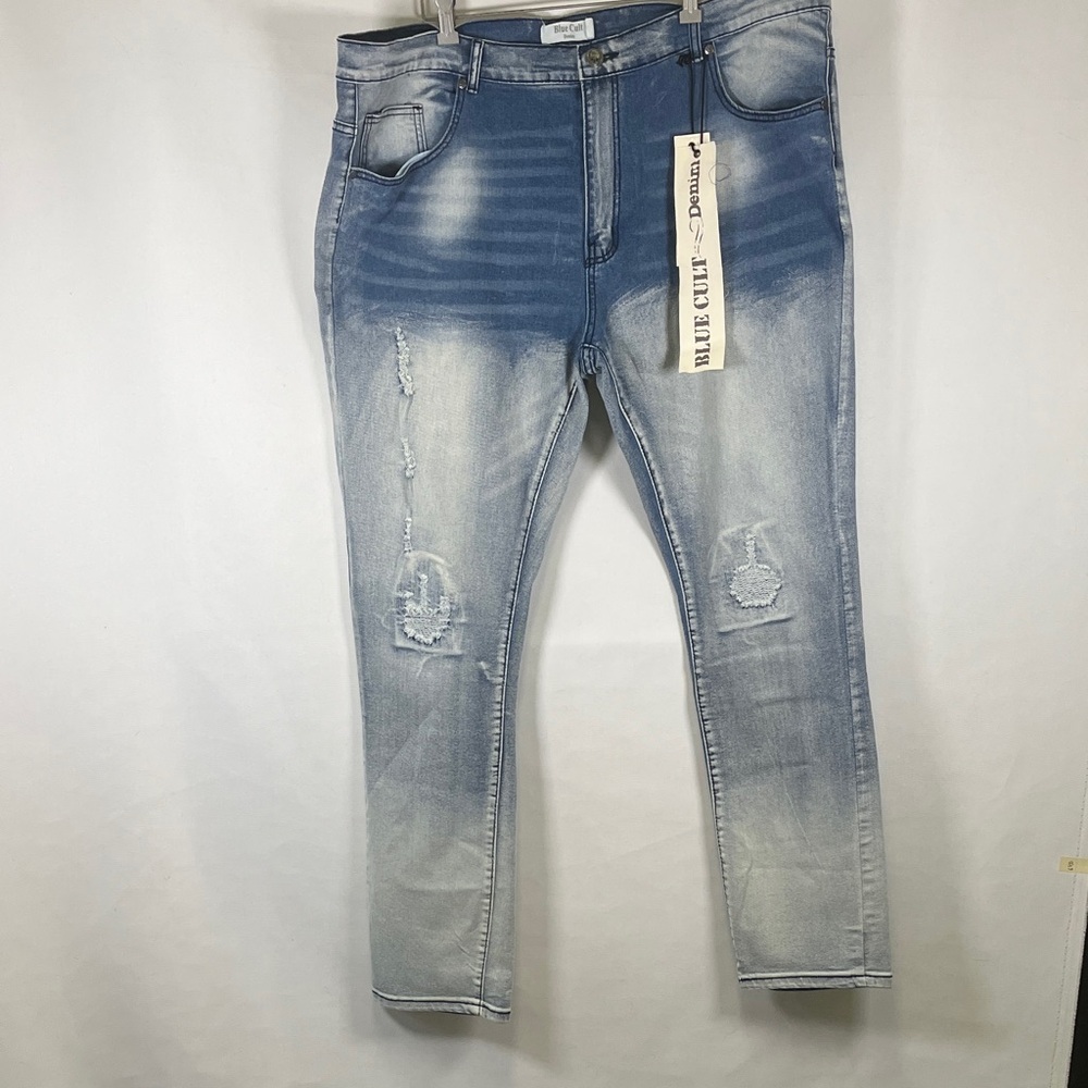Blue Cult Ombre Distressed Jeans Men's 42 Light Wash Denim Trendy Acid Washed
